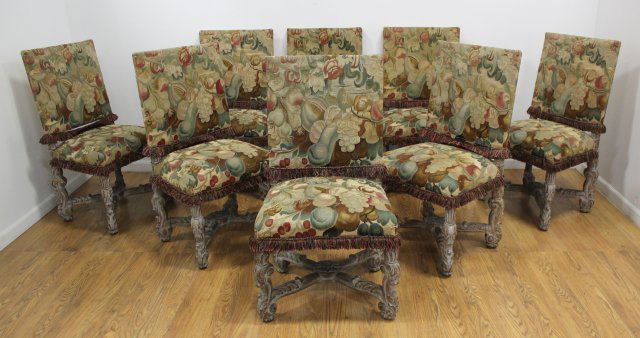 Set of 8 Rococo Style Carved Wood Dining Chairs (1 of 3)