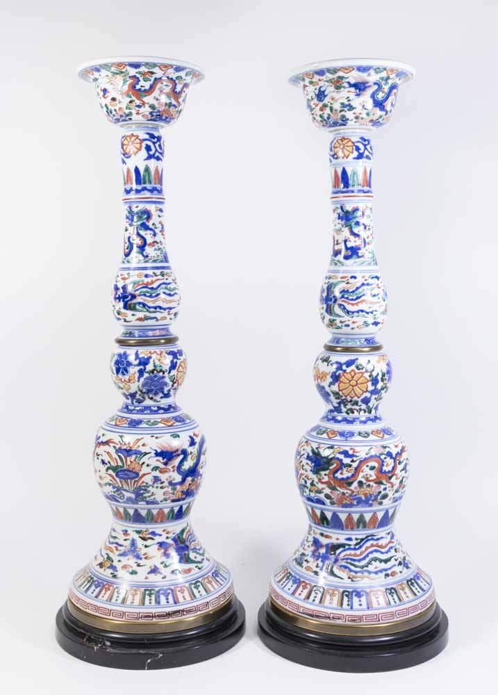 Pair Chinese Porcelain Candlesticks (1 of 7)