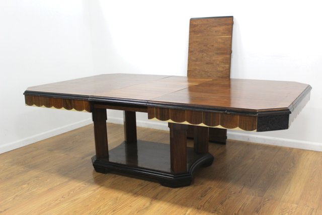 Art Deco Inlaid Rosewood Pedestal Dining Table (1 of 4)