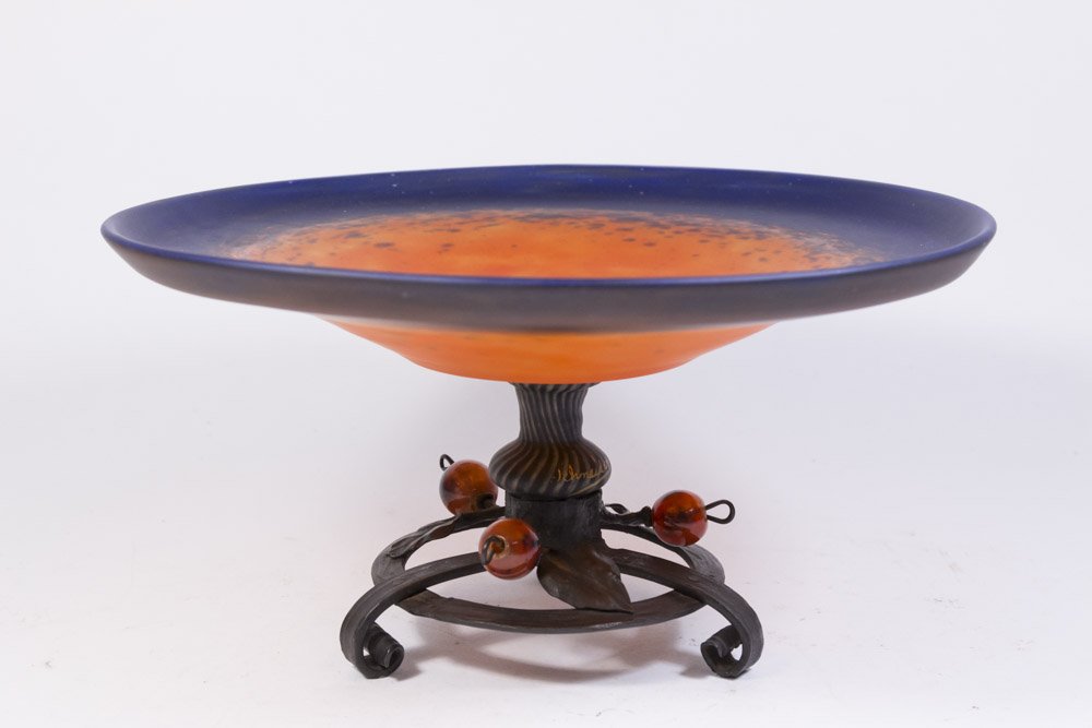 Schneider Art Glass & Metal Compote (1 of 4)