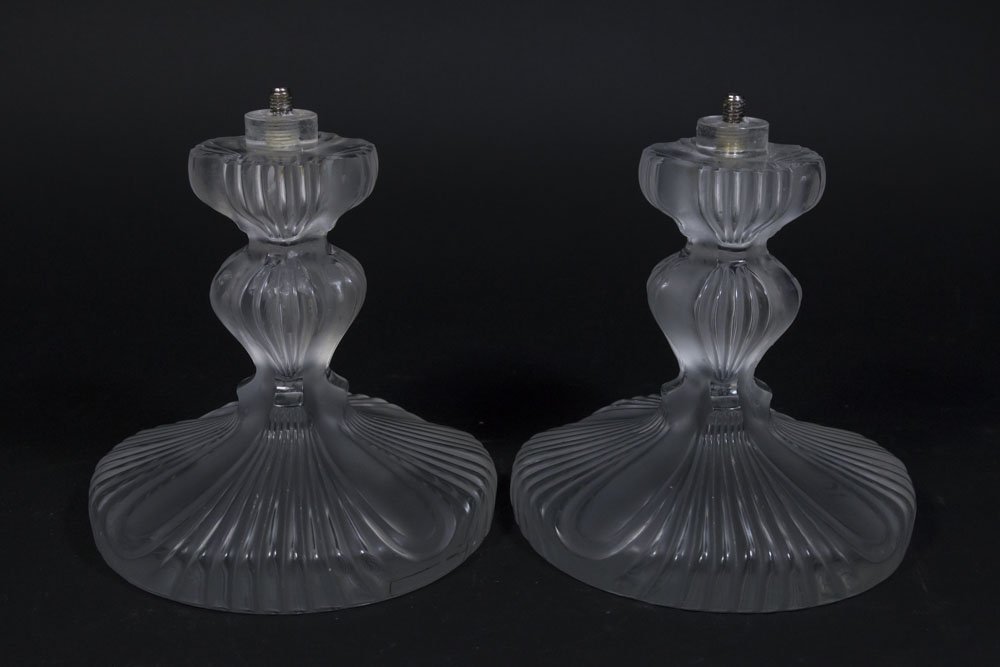Pair Lalique Crystal Candelabra Bases (1 of 5)