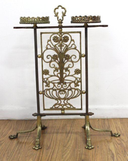 Arts & Crafts Brass Plant Stand (1 of 3)