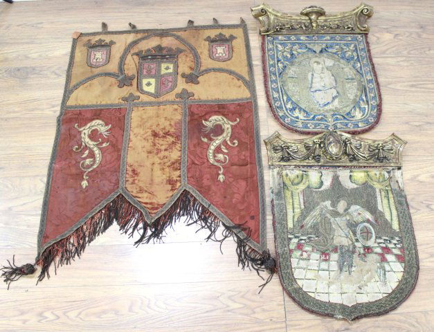 3 Metal Embroidered Armorial Banners (1 of 6)