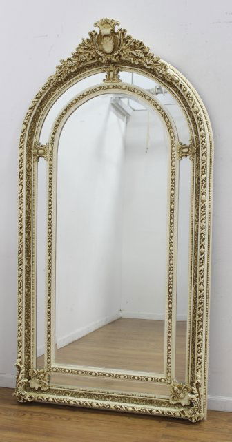 Large Cream Colored Composite Wood Mirror (1 of 3)