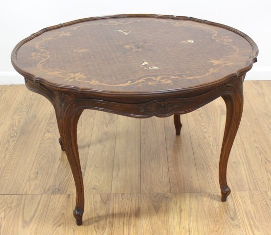 Round Scalloped Edge Inlaid Coffee Table (1 of 5)