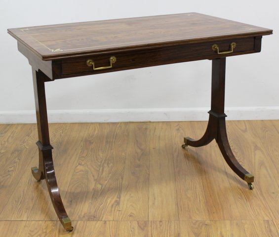 Regency Style Brass Inlaid Rosewood Writing Table (1 of 5)