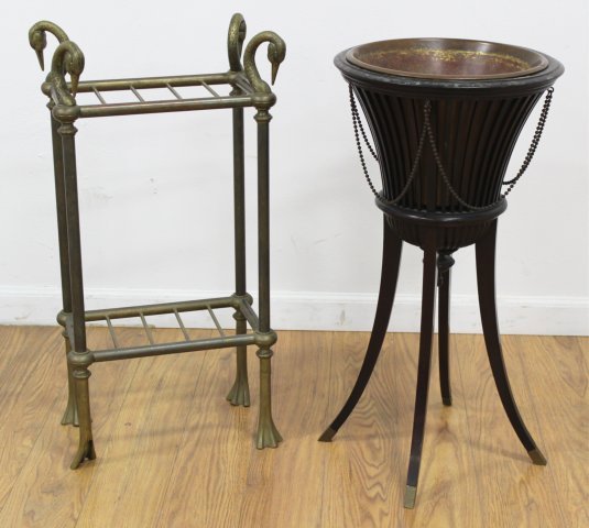 Brass Swan Form Umbrella Stand & Planter (1 of 3)