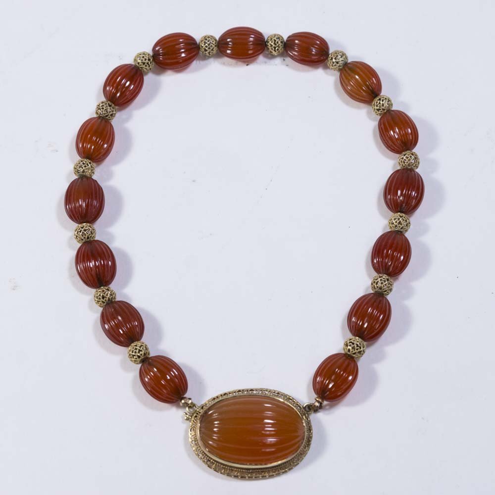 14K Gold & Carnelian Necklace: 14K Gold & Carnelian Necklace