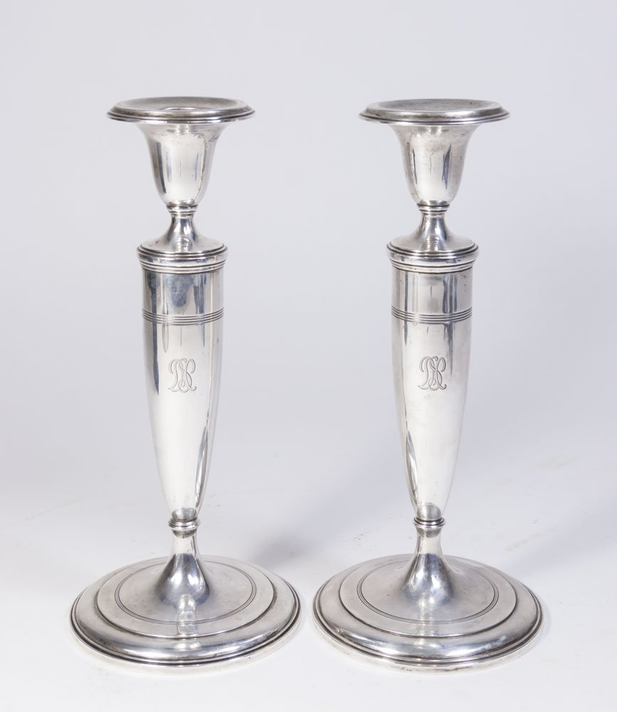 Pair Tiffany Sterling Silver Candlesticks (1 of 5)