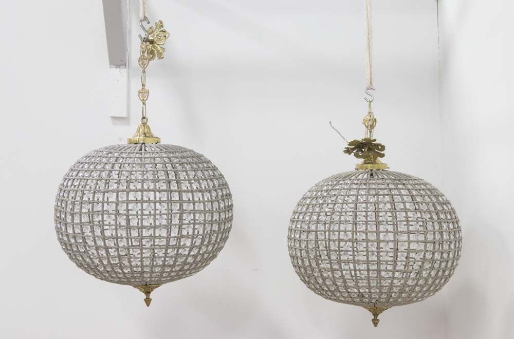 Pair Beaded Crystal Ball Hanging Lights (1 of 6)