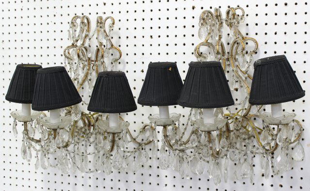 Pair Italian Beaded Crystal 3 Light Sconces (1 of 2)