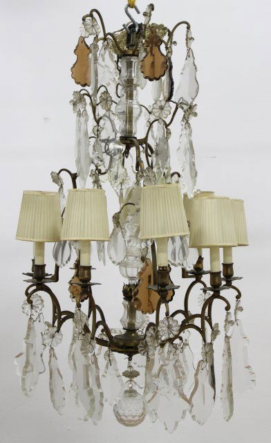 Rococo Style Gilt Metal & Crystal Chandelier (1 of 2)