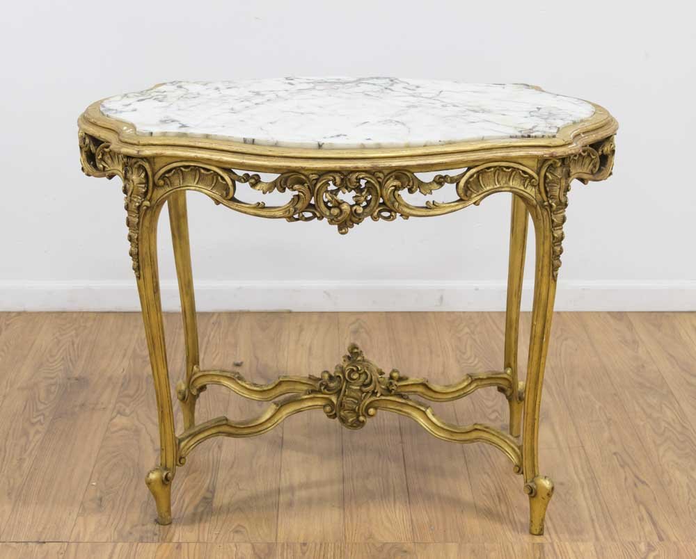 19th Century Marble Top Giltwood Side Table (1 of 6)