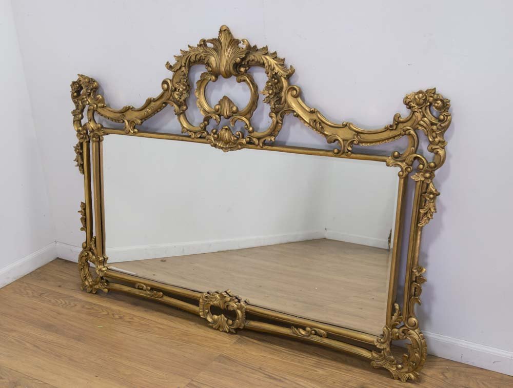 Gilt Floral Mirror with Crest (1 of 3)