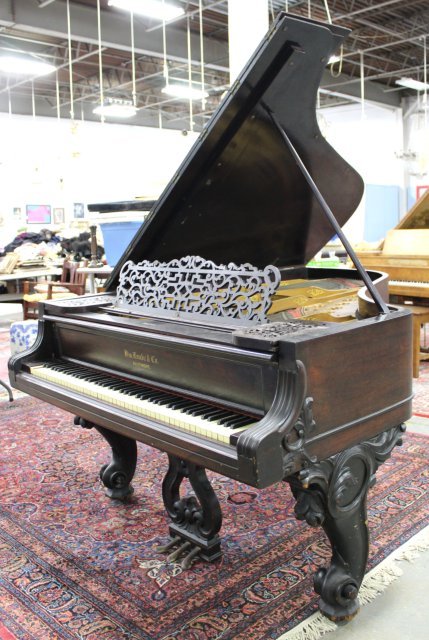 Scroll Leg Rosewood William Knabe Grand Piano: Approx. 72" L. No bench.
