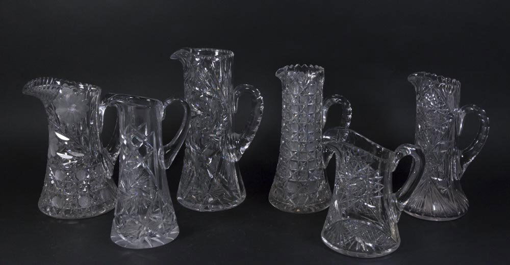 6 Cut Crystal Vintage Pitchers (1 of 5)