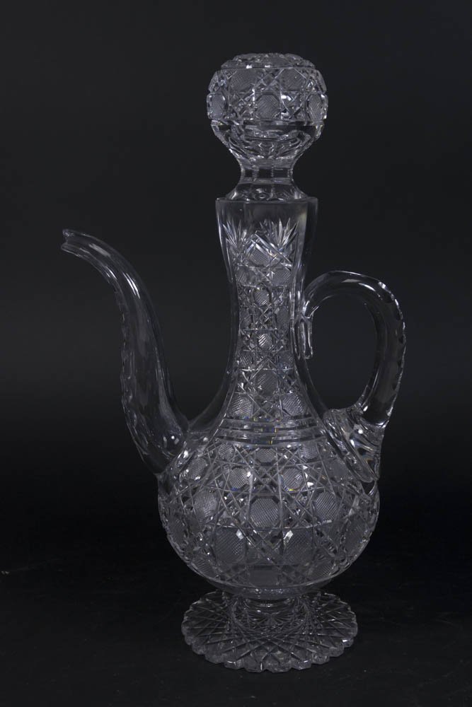 Rare Cut Crystal Pedestal Coffee Pot (1 of 4)