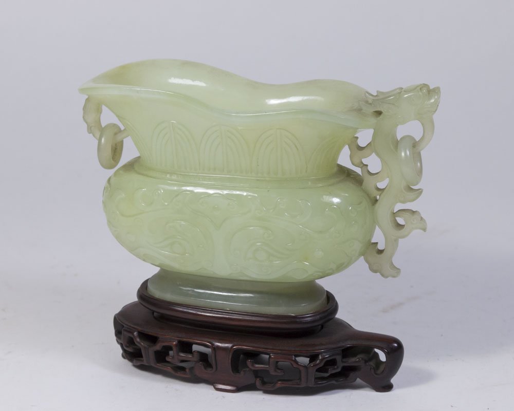 Chinese Green Jade Vessel on Stand (1 of 3)