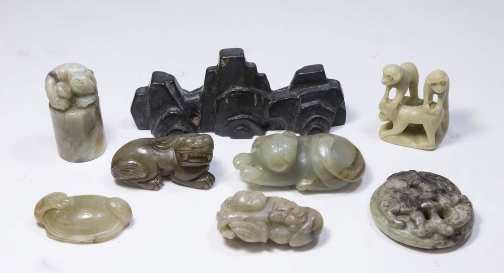 8 Carved Jade & Stone Items (1 of 9)