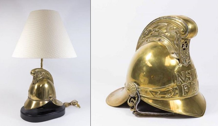 :Brass Helmet Lamp & Brass Helmet w/ Leather Strap (1 of 10)