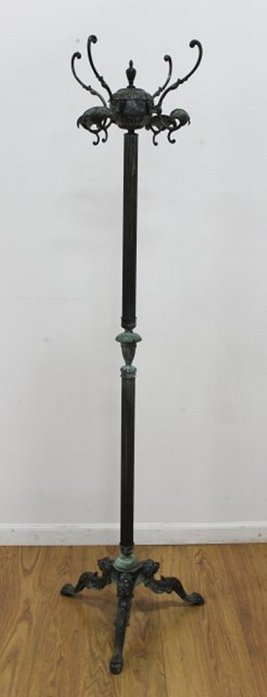 Neoclassic Style Metal Coat Rack: Italy. Contemporary. Approx. 66" H. Property from a NYC estate.