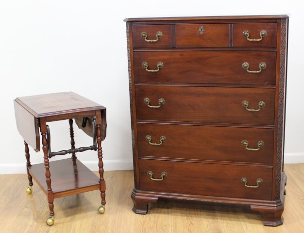 Mahogany Chest & Mahogany Tea Cart (1 of 6)