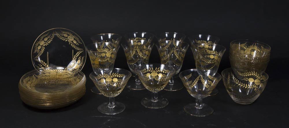 Probably Baccarat Gilt Decorated Crystal Stemware (1 of 4)