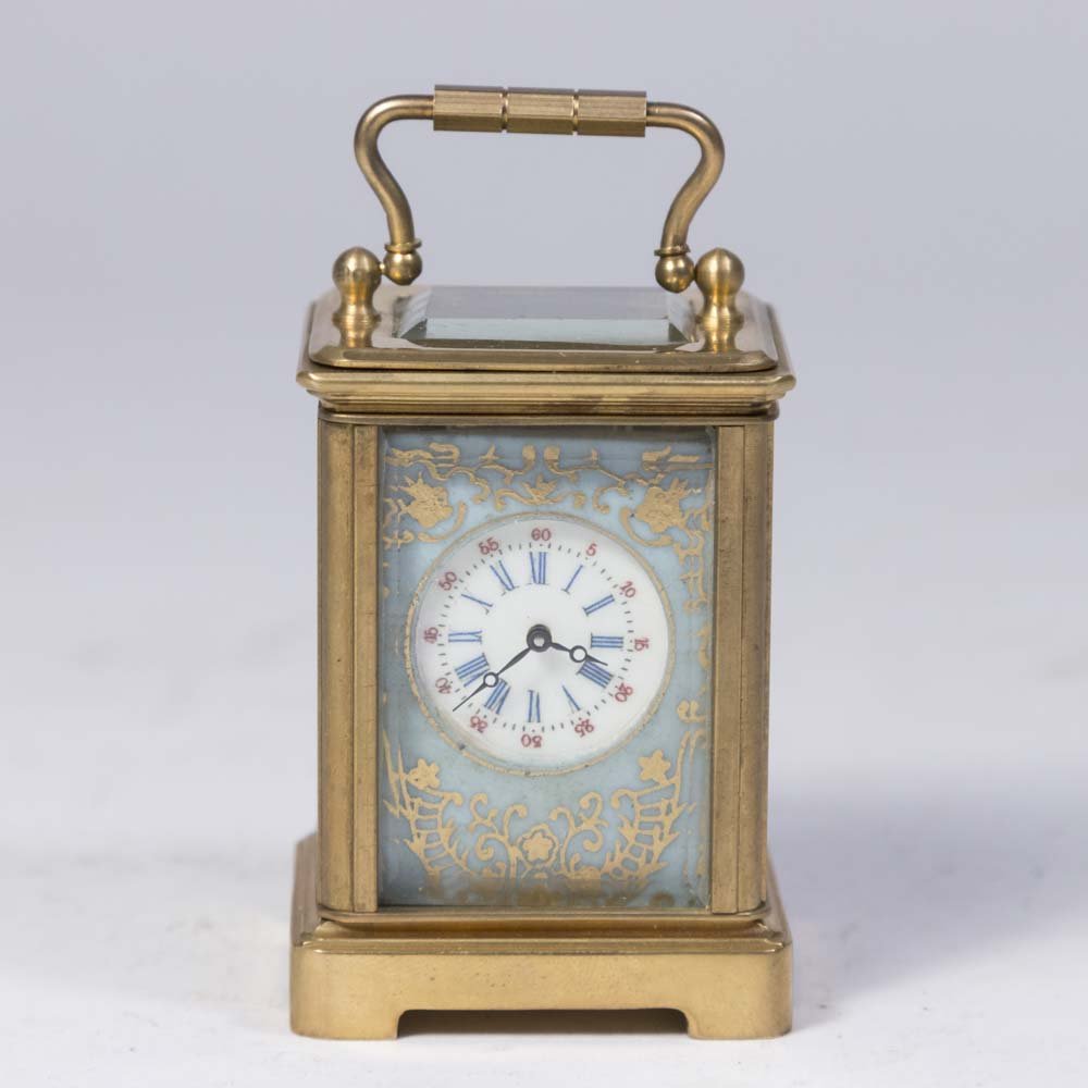 Miniature Carriage Clock with Porcelain Plaques (1 of 8)