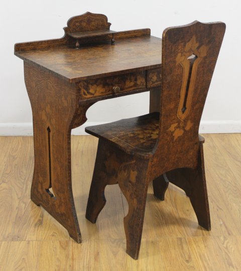 Belgian Arts & Crafts Small Stained Pine Desk (1 of 5)