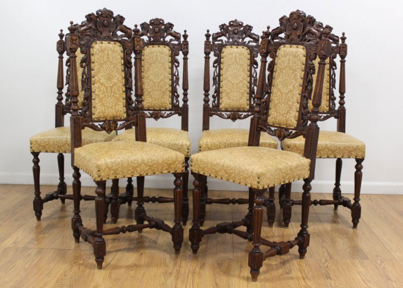 Jacobean Style Set of 6 Side Chairs (1 of 6)