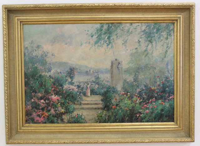 Impressionist Style Terrace Scene with Figure (1 of 4)