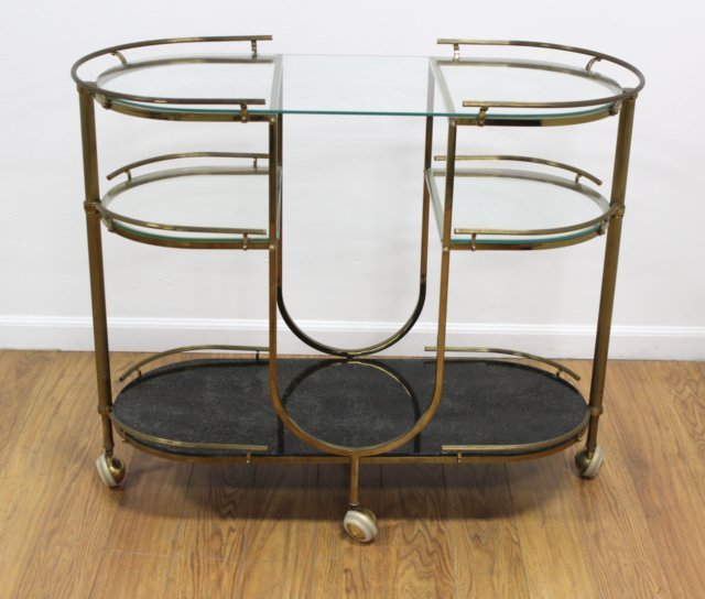 60s Brass & Glass 3-Tier Bar Cart (1 of 2)