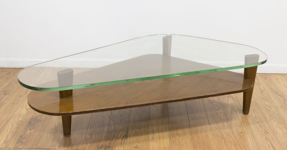 Mid Century Walnut Coffee Table with Glass Top (1 of 5)