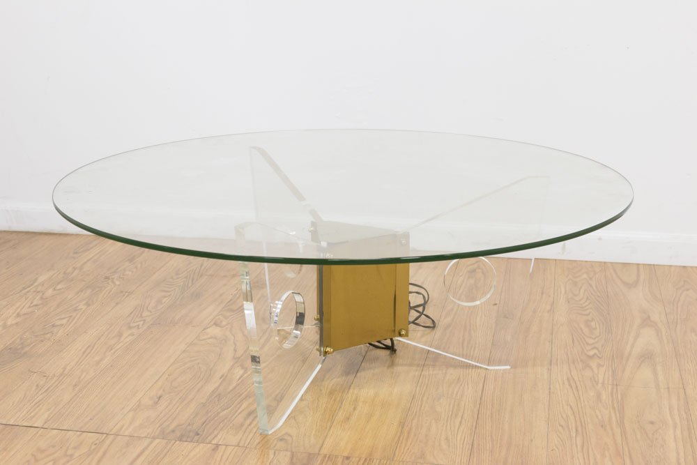 70s Lucite & Brass Coffee Table (1 of 4)