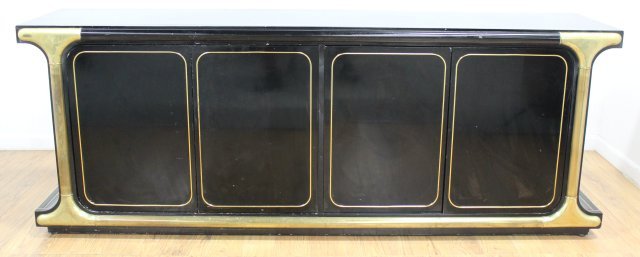 Mastercraft Brass Mounted Black Lacquer Sideboard (1 of 6)