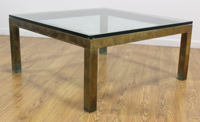 70s Brass Coffee Table with Glass Top (1 of 3)