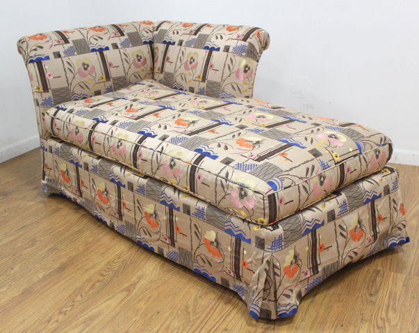 Juan Montoya Chaise Longue: Designed with custom made fabric. Original $20,000. Approx. 31" H x 66" L x 34" D. Property from a NYC private collector.