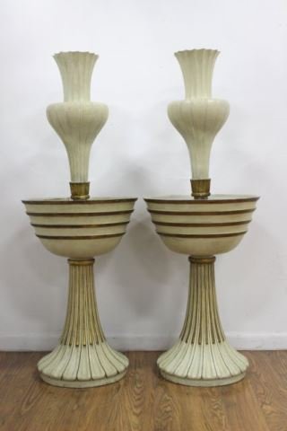 :Pr French 40s Parcel Gilt White Painted TorchÃ¨res (1 of 2)