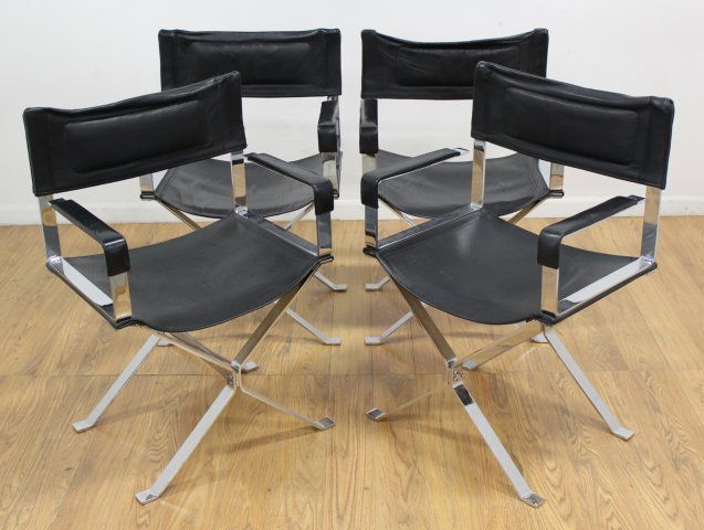 4 Alessandro Albrizzi Chrome & Leather Armchairs (1 of 3)