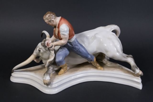 :Herend Porcelain Grouping of Man & Bull (1 of 6)