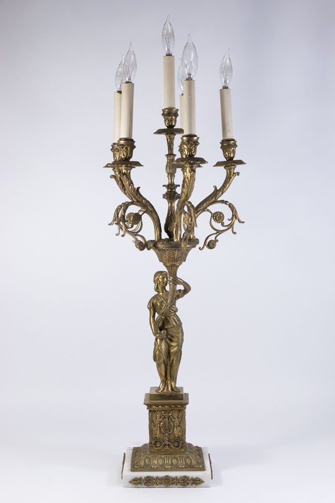 Bronze & Marble Figural 6-Light Candelabra (1 of 6)