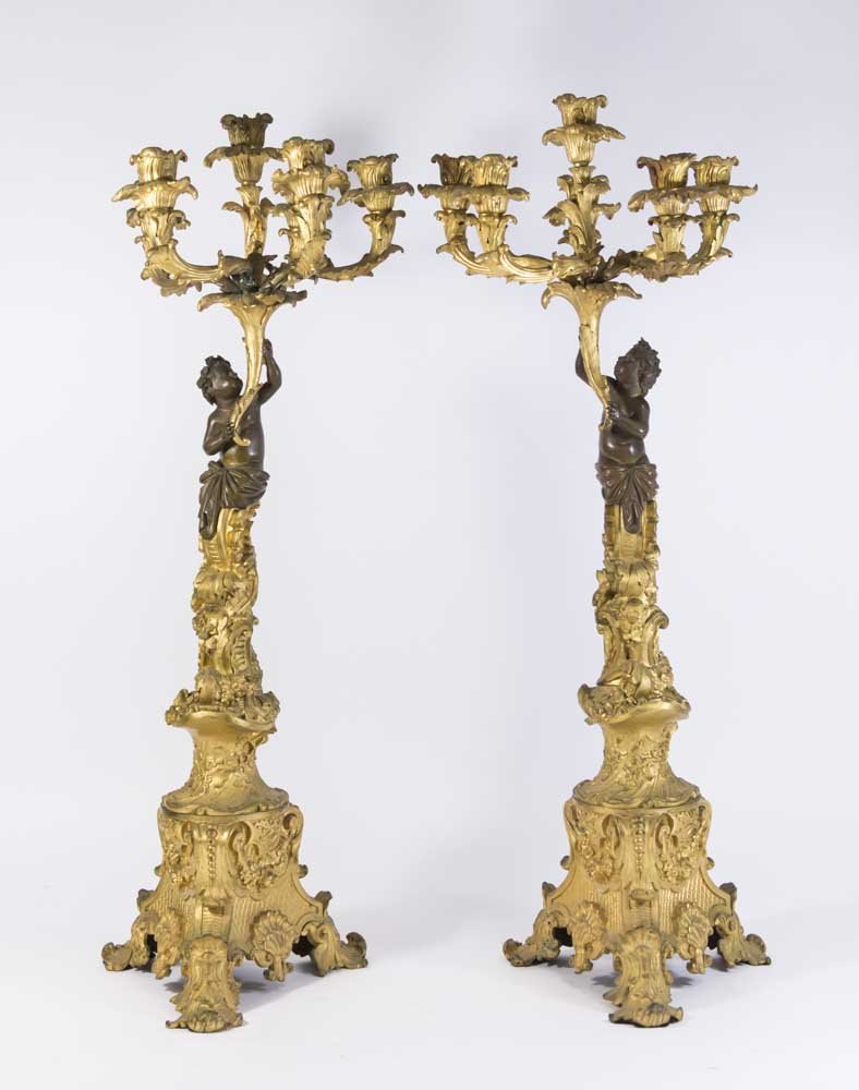 Pair 19th Century Bronze 6-Light Candelabra (1 of 5)