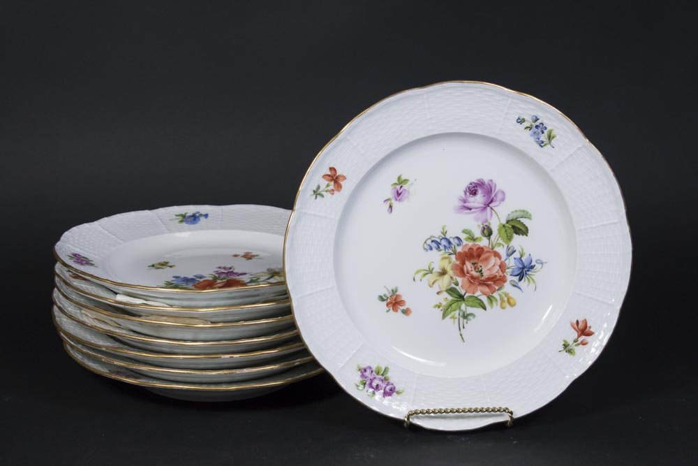 Set of 8 Meissen Floral Plates (1 of 4)