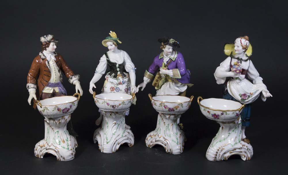 Set 4 Porcelain KPM Figural Master Salt Dishes (1 of 5)