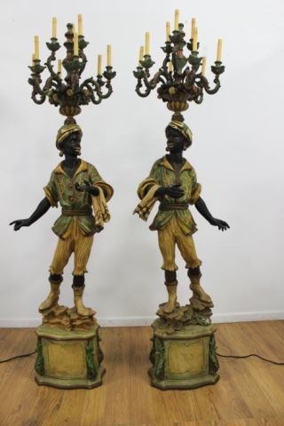 :Pair Polychromed Wood & Composition Blackamoors (1 of 5)