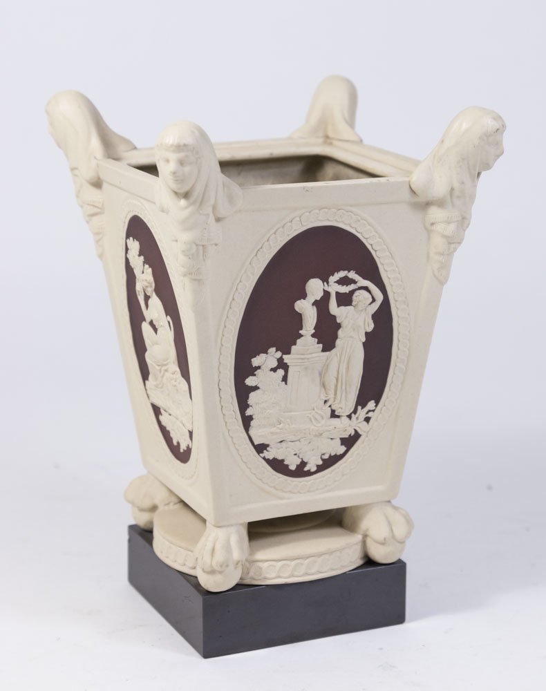 Antique Wedgwood Square Figural Jasperware Vase (1 of 5)
