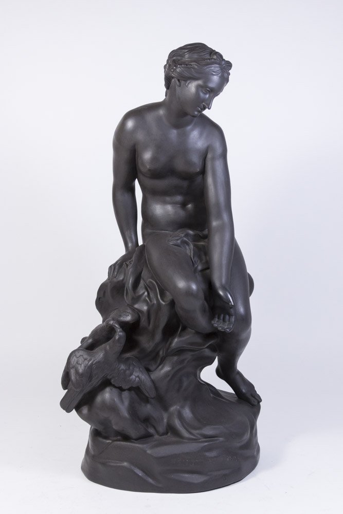 Wedgwood Black Basalt Figure of Venus on Rock: Approx. 19" H. From a Monroe Township, NJ estate. (5214)