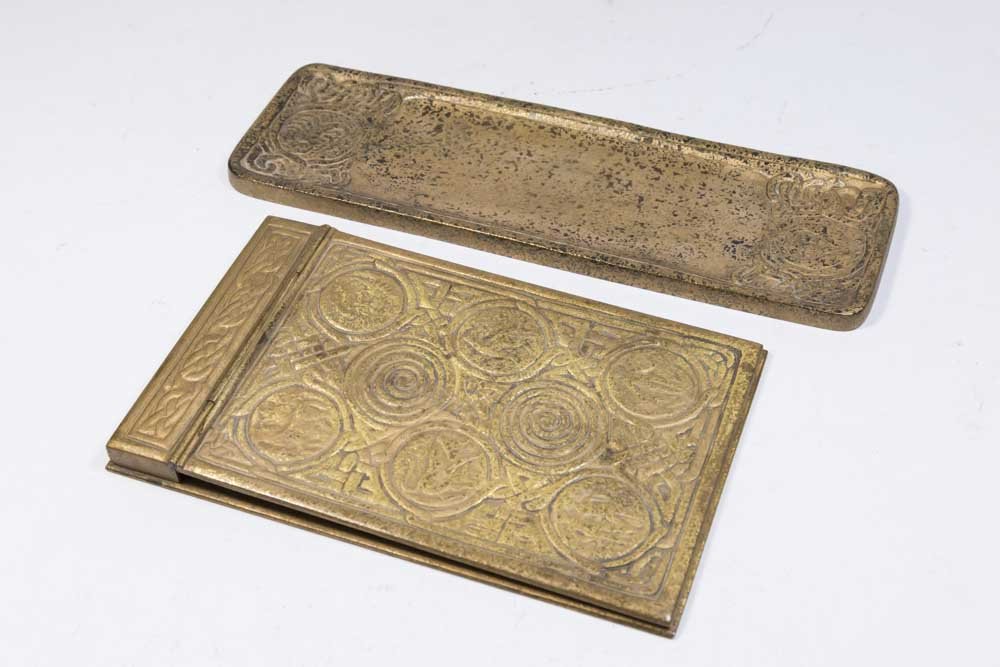 Tiffany Studios Bronze Memo Pad & Tray (1 of 5)