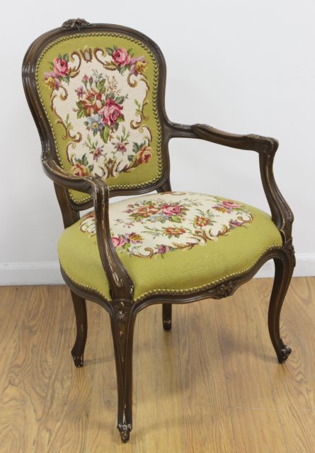French Style Needlepoint Armchair (1 of 4)