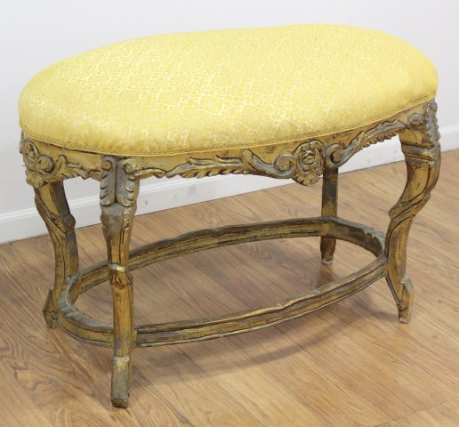 French Style Carved Oval Bench (1 of 2)